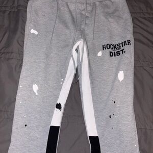 Mens Rockstar Dist. Gray Paint-Splatter Jogger sweat Pants